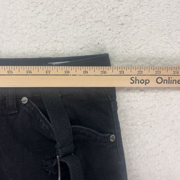 Serenede Men's Black Strappy Skinny Jeans‎ Gothic Punk Grunge - Size 42 - Picture 4 of 12